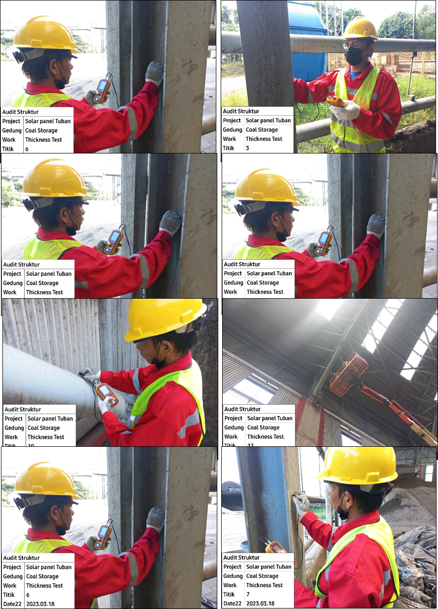 Kolase pengukuran ketebalan elemen baja Coal Storage Tuban
