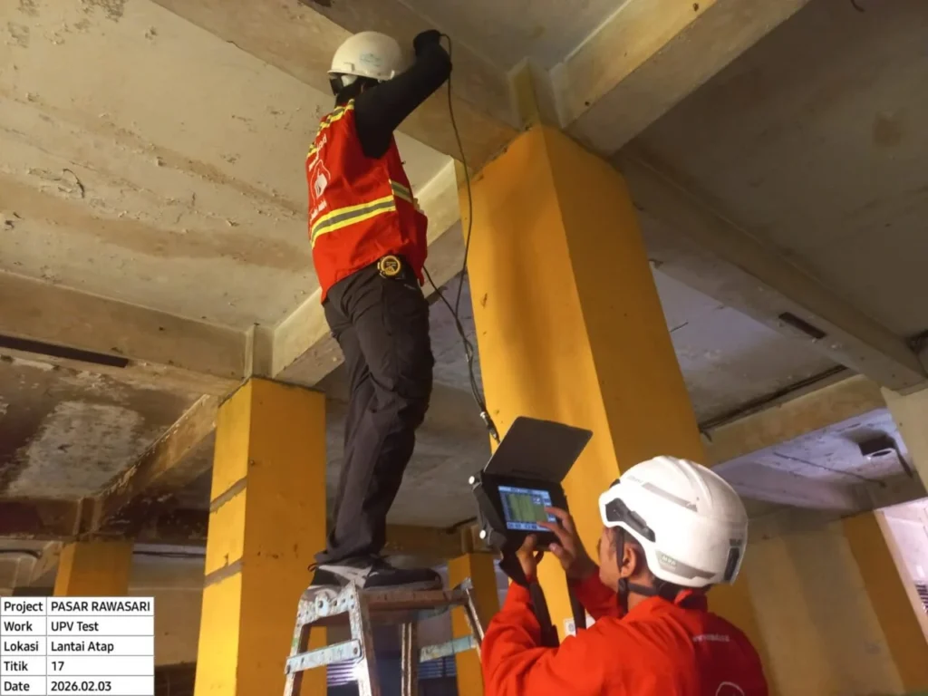audit struktur lantai atap pasar rawarasi