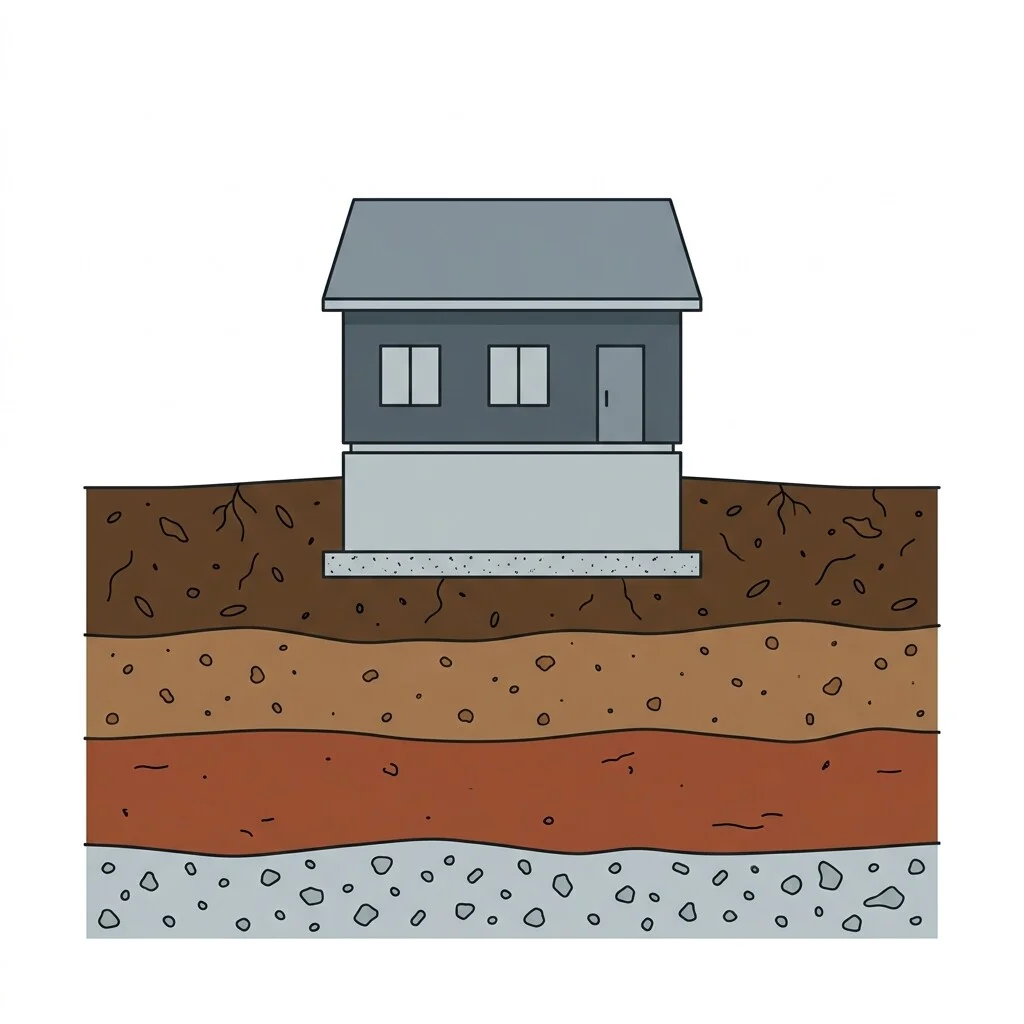 Ilustrasi Perlapisan Tanah Bawah Permukaan dan Fondasi Bangunan